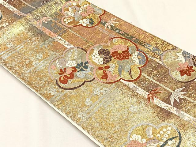 平和屋着物◎六通柄袋帯 舞花文 金銀糸 正絹 逸品 CABH7458yk