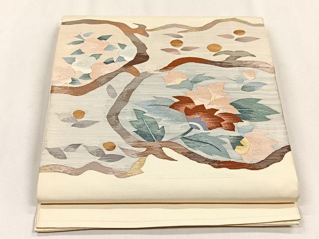 平和屋着物◎太鼓柄袋帯 すくい織 更紗花文 正絹 逸品 CABH7465yk