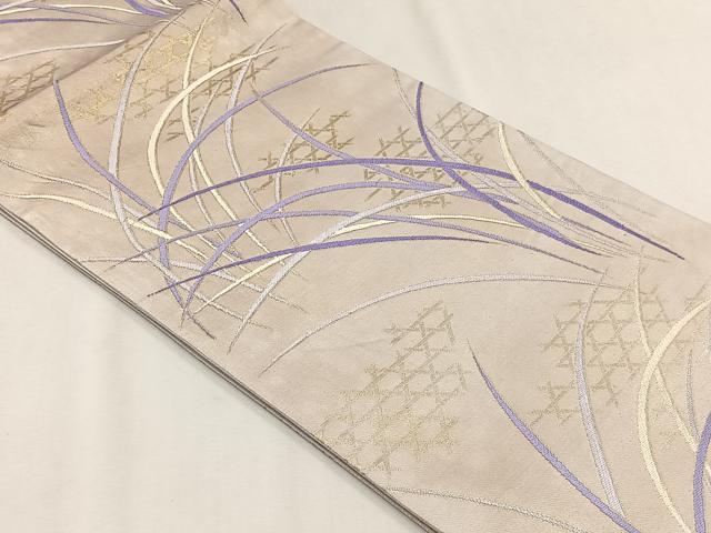 平和屋着物◎六通柄袋帯 舞葉文 金糸 正絹 逸品 CABH7476yk