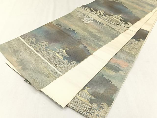 平和屋着物◎西陣 服部織物謹製 六通柄袋帯 こはく錦 手工芸 金糸 引箔 正絹 逸品 未使用 CABH7483yk