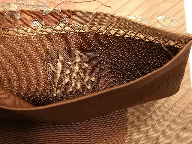 平和屋着物◎太鼓柄袋帯 漆 花喰鳥 金糸 正絹 逸品 未使用 CABH7489yk