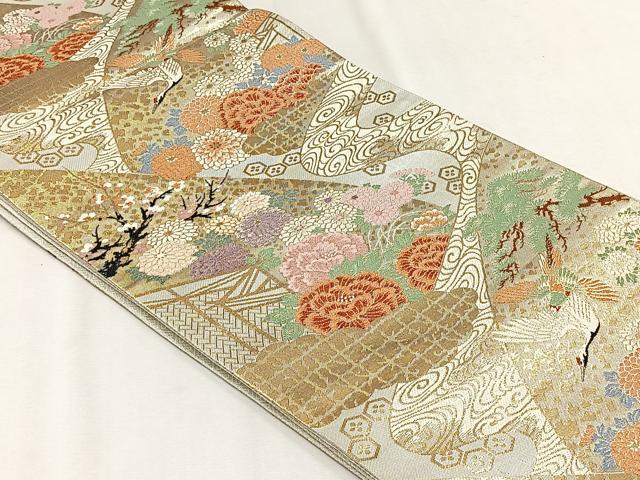 平和屋着物◎佐賀錦 六通柄袋帯 京絵巻 金糸 正絹 逸品 CABH7492yk