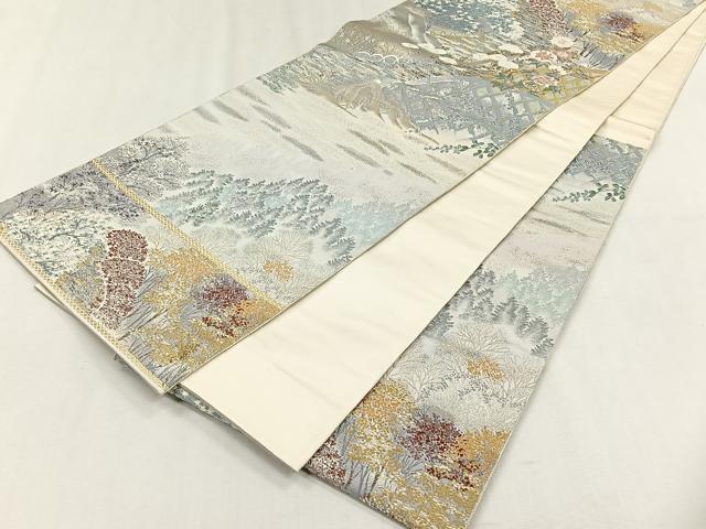 平和屋着物◎六通柄袋帯 九百錦 高原有情 銀糸 正絹 逸品 CABH7501yk