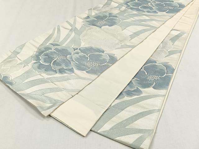 平和屋着物◎六通柄袋帯 舞花文 銀糸 正絹 逸品 CABH7503yk
