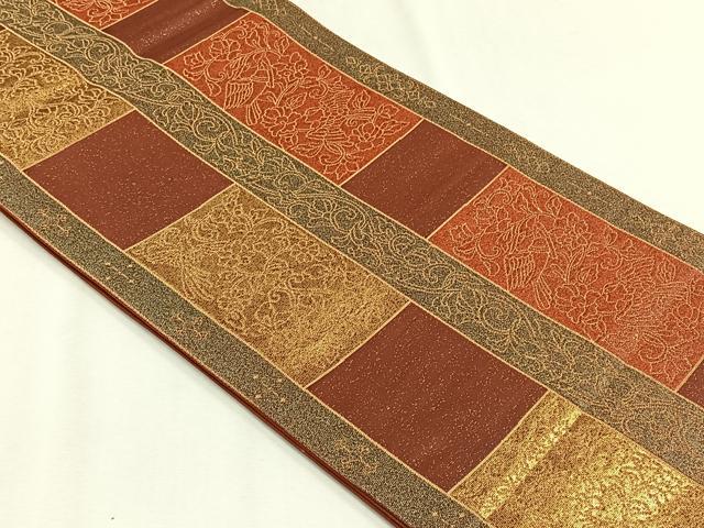 平和屋着物◎六通柄袋帯 花鳥文 金糸 正絹 逸品 CABH7507yk