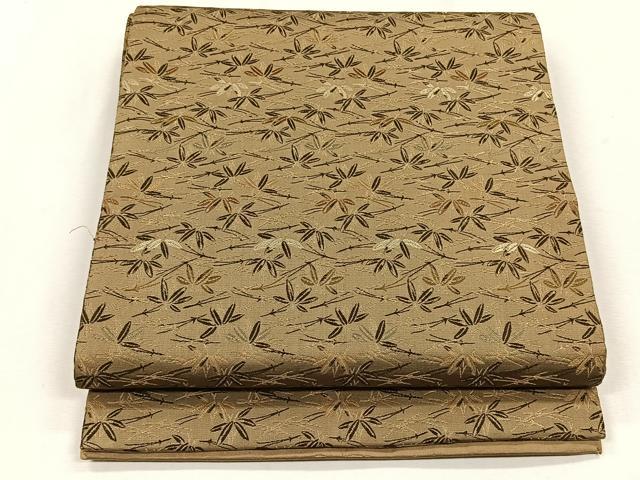 平和屋着物◎アンティーク 大正ロマン 丸帯 笹 金糸 正絹 逸品 CABH7509yk
