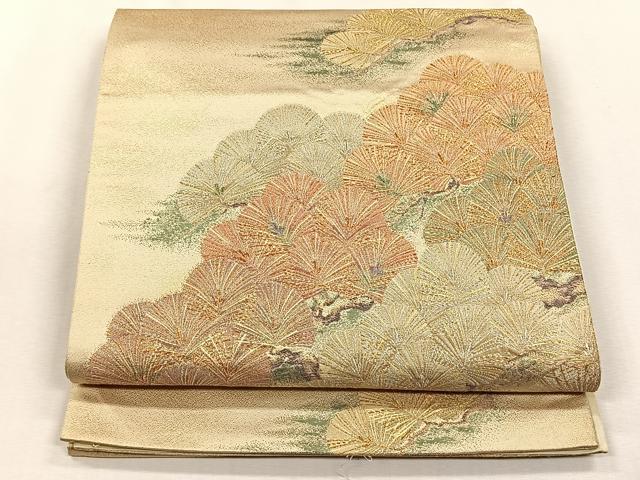 平和屋着物◎六通柄袋帯 千歳翠明文 金銀糸 正絹 逸品 CABH7522yk