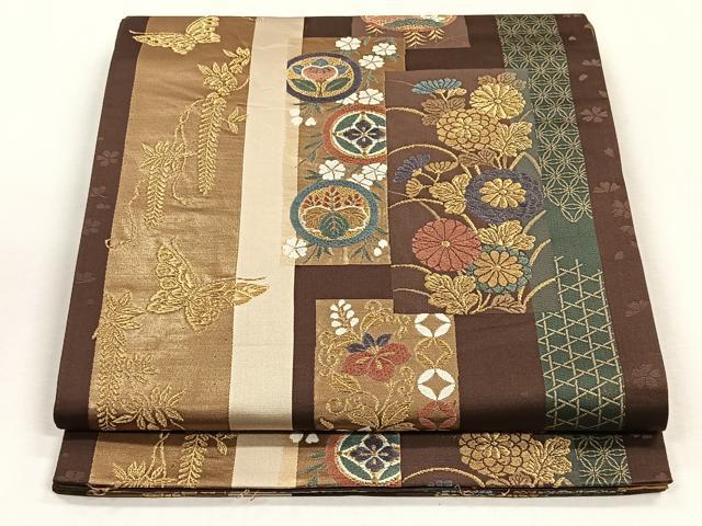 平和屋着物◎六通柄袋帯 唐織 名錦遺芳 金糸 正絹 逸品 CABH7530yk