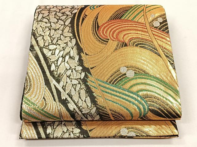平和屋着物◎六通柄袋帯 高雅 流水舞花びら 金銀糸 正絹 逸品 CABH7531yk