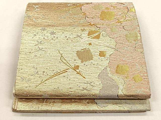 平和屋着物◎六通柄袋帯 花鳥文 金糸 正絹 逸品 CABH7533yk