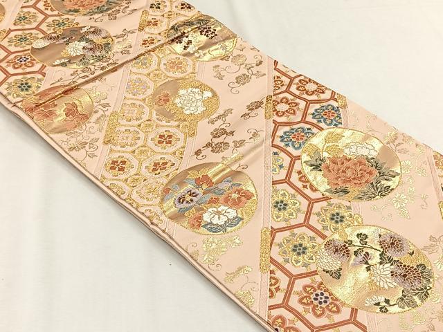 平和屋着物◎六通柄袋帯 唐織 桃山天井絵紋 金糸 正絹 逸品 CABH7541yk