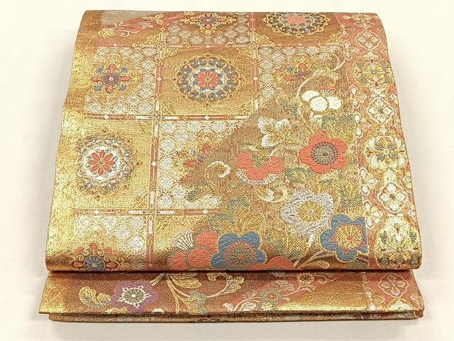 平和屋着物◎六通柄袋帯 花唐草文 金銀糸 正絹 逸品 CABH7553yk