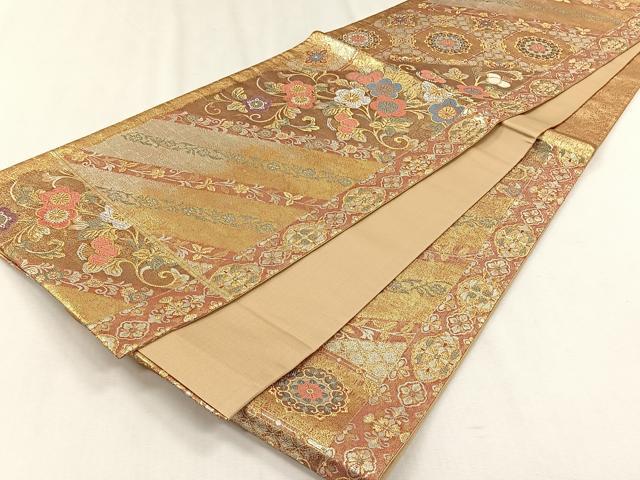 平和屋着物◎六通柄袋帯 花唐草文 金銀糸 正絹 逸品 CABH7553yk