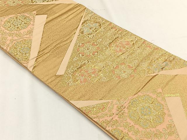 平和屋着物◎六通柄袋帯 裂取鴛鴦文 金糸 正絹 逸品 CABH7556yk