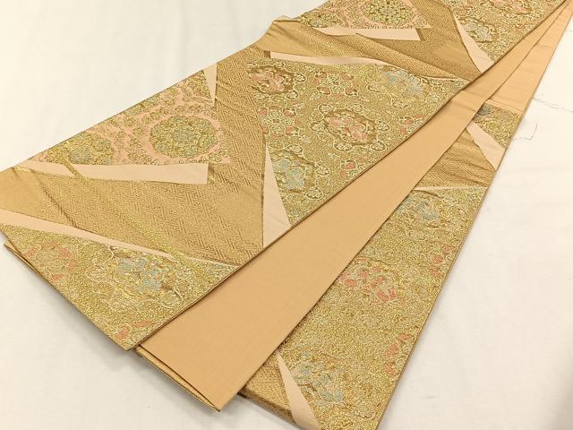 平和屋着物◎六通柄袋帯 裂取鴛鴦文 金糸 正絹 逸品 CABH7556yk