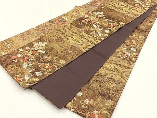 平和屋着物◎六通柄袋帯 唐織 鳳凰花唐草文 金糸 正絹 逸品 CABH7558yk