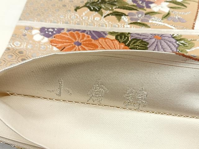 平和屋着物◎六通柄袋帯 唐織 小倉錦 銀糸 正絹 逸品 CABH7563yk