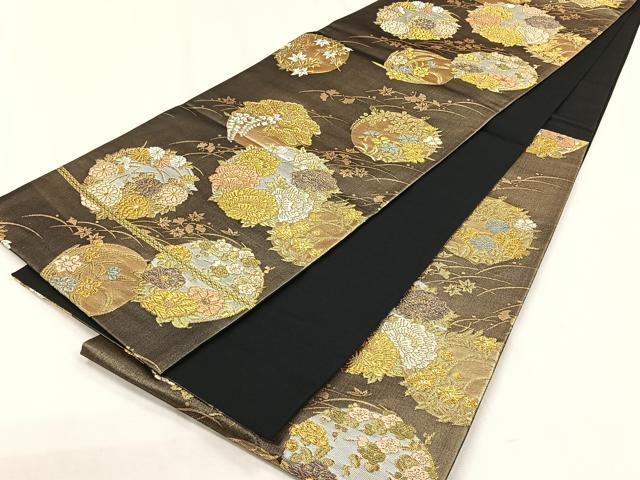 平和屋着物◎流水袋帯 唐織 草花丸文 金銀糸 正絹 逸品 未使用 CABH7573yk
