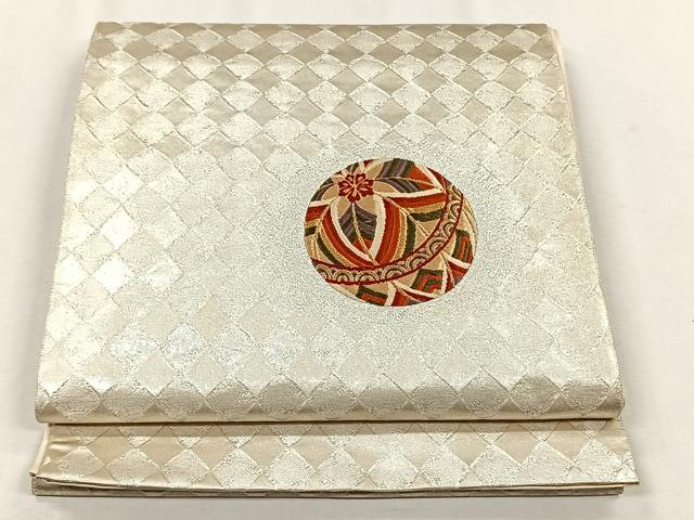 平和屋着物◎太鼓柄袋帯 唐織 花毬文 金糸 正絹 逸品 CABH7579yk