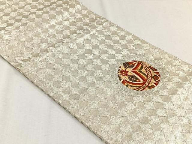 平和屋着物◎太鼓柄袋帯 唐織 花毬文 金糸 正絹 逸品 CABH7579yk
