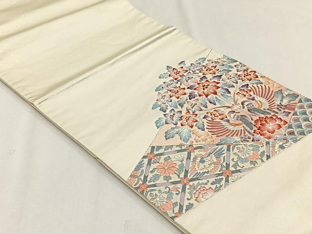 平和屋着物◎太鼓柄袋帯 向かい鳥花文 金銀糸 正絹 逸品 CABH7588yk