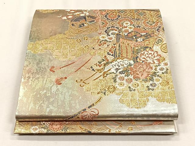 平和屋着物◎六通柄袋帯 瑞鳳几帳文 金糸 引箔 正絹 逸品 CABH7597yk