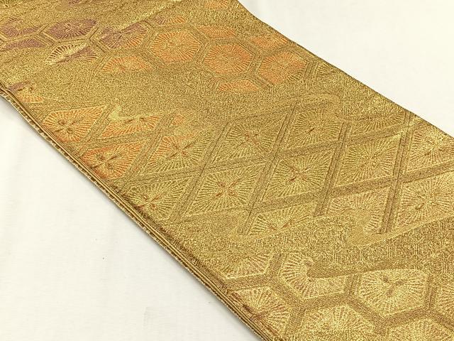 平和屋着物◎六通柄袋帯 松葉菱文 金糸 正絹 逸品 CABH7599yk