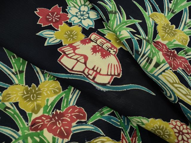 平和屋着物*夏物 小紋 絽 型染め 御所解文 正絹 逸品 CABH7609ze