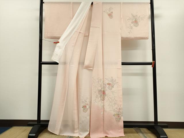 平和屋着物*夏物 訪問着 絽 花籠文 暈し染め 銀彩 正絹 逸品 CABH7610ze