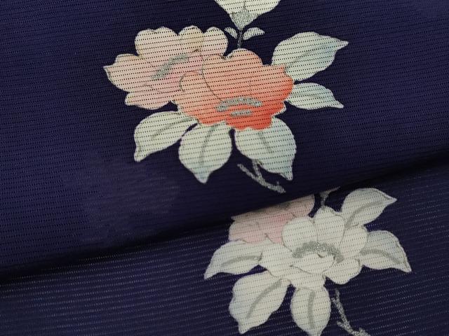 平和屋着物*夏物 小紋 絽 枝花文 銀彩 正絹 逸品 CABH7613ze