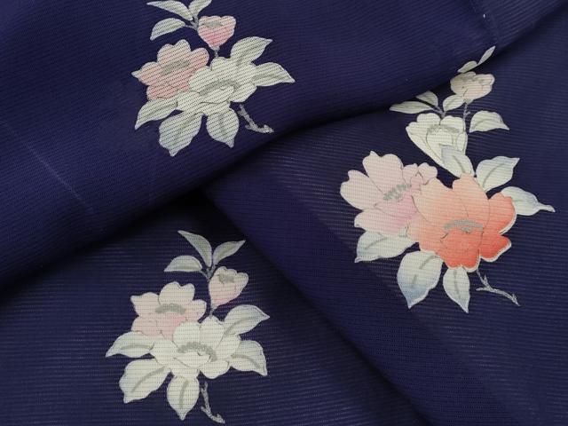 平和屋着物*夏物 小紋 絽 枝花文 銀彩 正絹 逸品 CABH7613ze