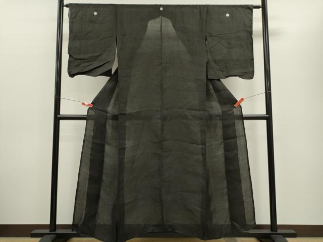 平和屋着物*夏物 上布 色無地 黒地 麻 逸品 CABH7631ze