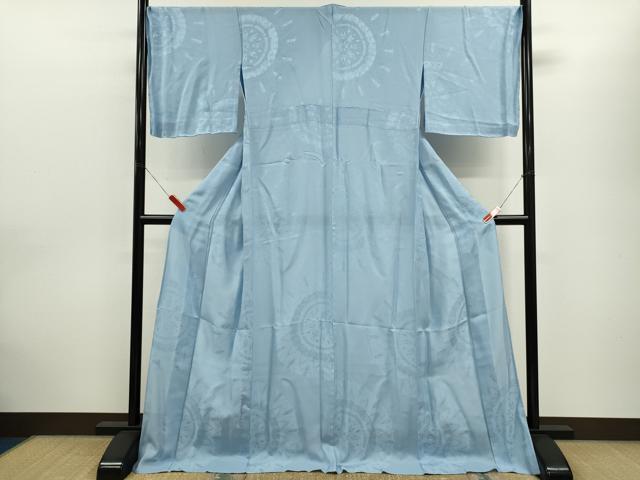 平和屋着物*夏物 色無地 吉祥花丸紋紗 浅縹色 正絹 逸品 未使用 CABH7643ze
