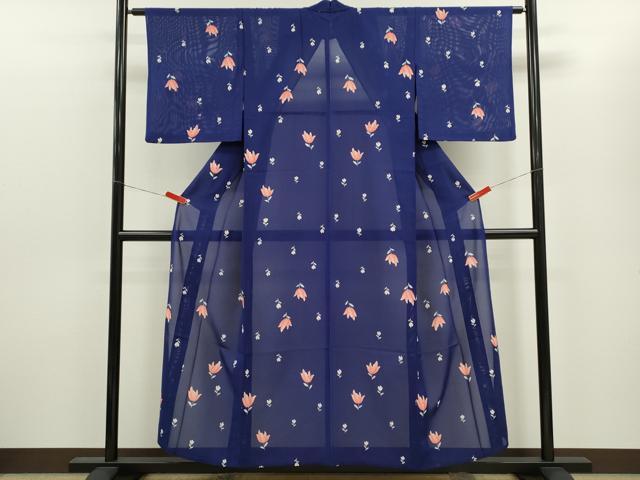 平和屋着物*夏物 小紋 絽 枝花文 正絹 逸品 CABH7648ze