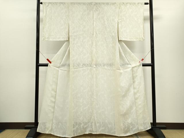 平和屋着物*夏物 色無地 舞葉紋紗 練色 正絹 逸品 CABH7657ze