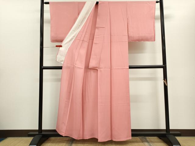 平和屋着物*夏物 色無地 縦絽 紅梅色 正絹 逸品 未使用 CABH7659ze