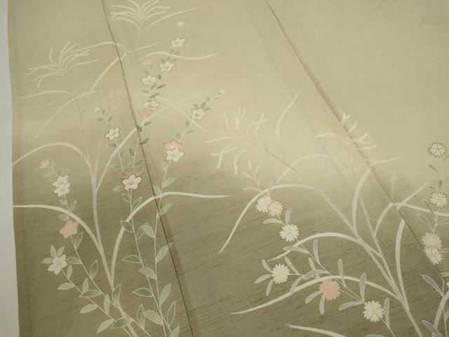 平和屋着物*夏物 訪問着 絽紬 草花文 暈し染め 正絹 逸品 CABH7660ze