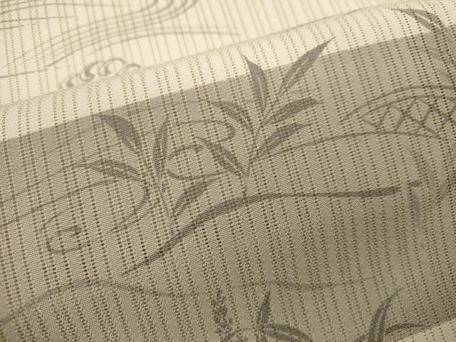平和屋着物*夏物 小紋 縦絽 流水片輪車草木文 正絹 逸品 CABH7665ze