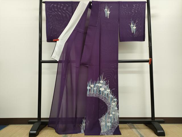 平和屋着物*夏物 訪問着 絽 友禅 流水燕子花 正絹 逸品 未使用 CABH7669ze