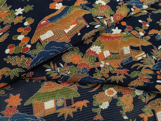平和屋着物*夏物 小紋 絽 松竹梅風景文 正絹 逸品 CABH7673ze