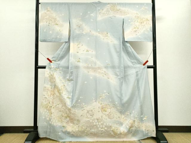 平和屋着物*夏物 訪問着 絽 松竹梅雪輪重ね草花文 暈し染め 金彩 正絹 逸品 CABH7675ze