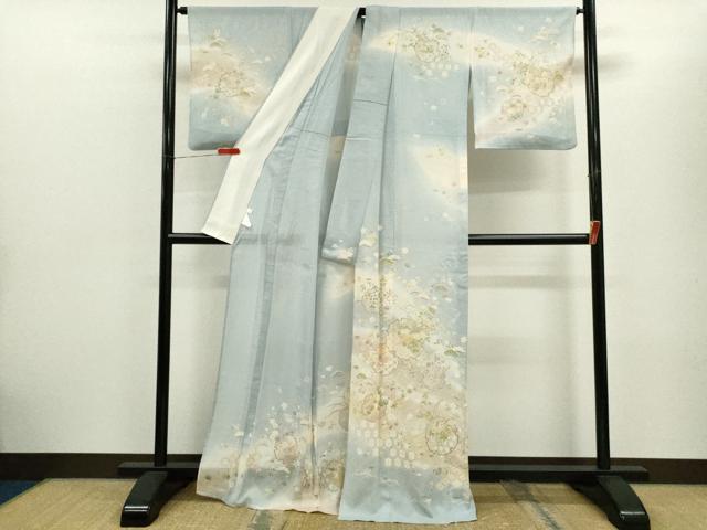 平和屋着物*夏物 訪問着 絽 松竹梅雪輪重ね草花文 暈し染め 金彩 正絹 逸品 CABH7675ze