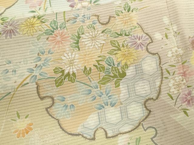 平和屋着物*夏物 訪問着 絽 松竹梅雪輪重ね草花文 暈し染め 金彩 正絹 逸品 CABH7675ze