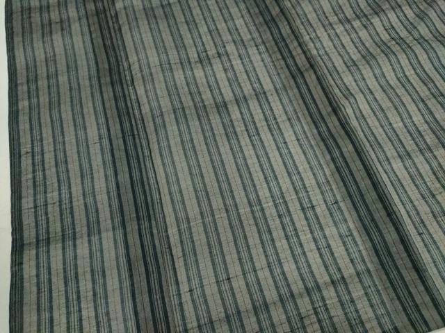 平和屋着物*夏物 紗紬 粋風情 縞 反端付き 正絹 逸品CABH7676ze