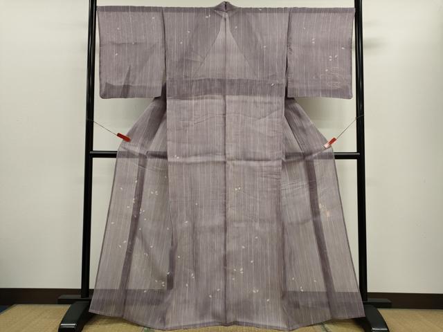 平和屋着物*洛楽人工房 国兼屋 夏物 訪問着 紗紬 流水舞桜文 銀彩 正絹 逸品 CABH7677ze