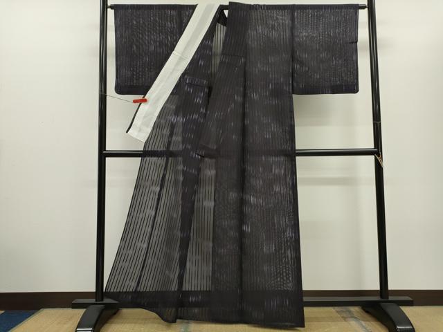 平和屋着物*夏物 お召 霞 縞 正絹 逸品 CABH7686ze