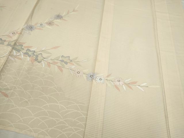 平和屋着物*夏物 訪問着 紋紗 枝垂れ草花文 銀彩 正絹 逸品 CABH7688ze