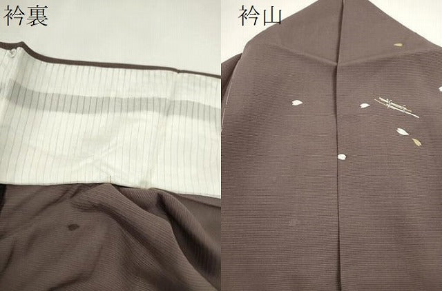 平和屋着物*夏物 小紋 絽 筏舞桜文 銀彩 正絹 逸品 CABH7694ze