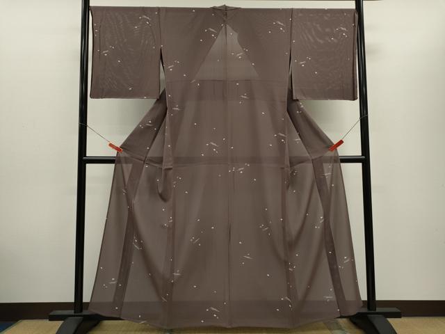 平和屋着物*夏物 小紋 絽 筏舞桜文 銀彩 正絹 逸品 CABH7694ze