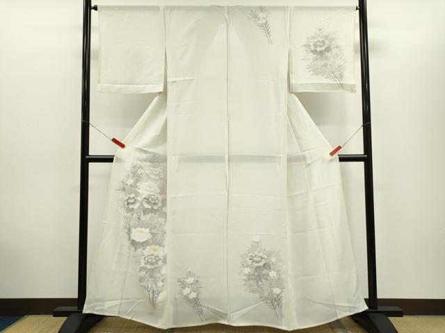 平和屋着物*夏物 訪問着 絽 手描き 枝花文 正絹 逸品 CABH7695ze